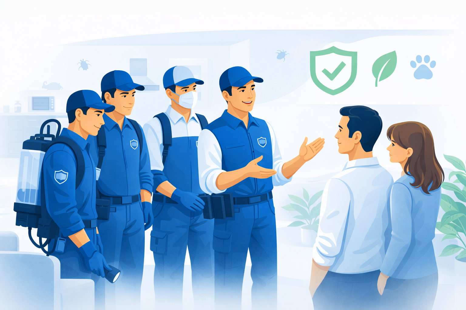 Équipe Mr Nuisibles accompagnant un client